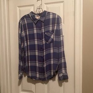 5/$3 Vintage Blue Plaid Button Down Shirt